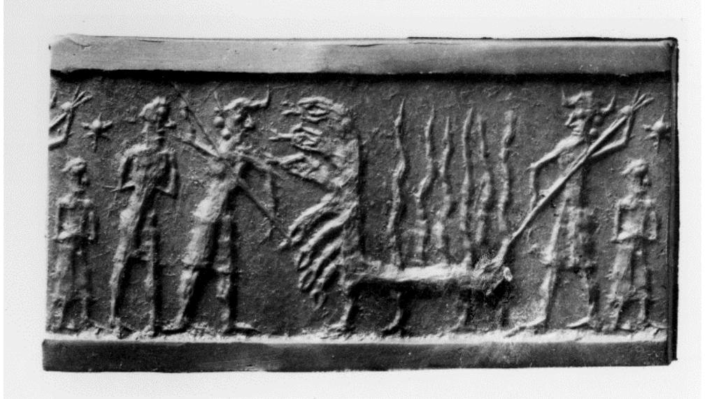 Seal impression from Tell Asmar, Iraq Museum IM 15618